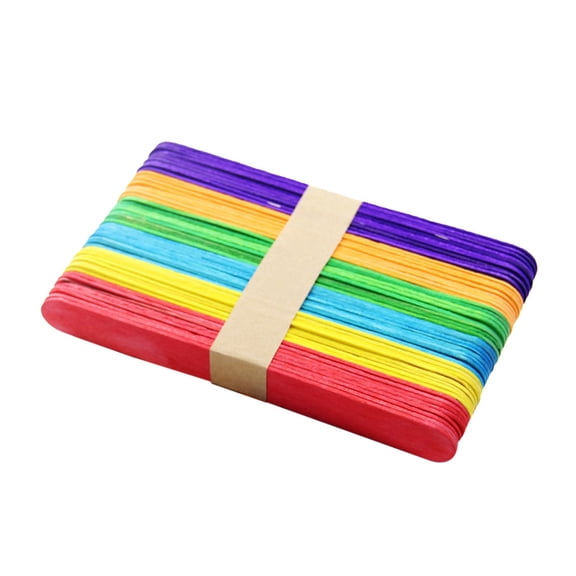 Bouanq 50PCS Popsicle Sticks Colored Craft Sticks, Mini Wood Popsicle Sticks, Rainbow Craft Sticks, Ice Cream Sticks for DIY, Craft Creative Designs, Arts & Handwork
