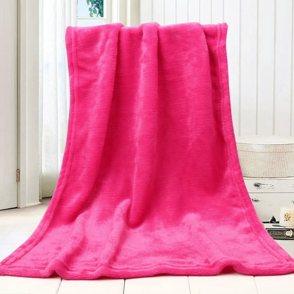 Bouanq 50X70CM Fashion Solid Soft Throw Kids Blanket Warm Coral Plaid Blankets Flannel on Clearance