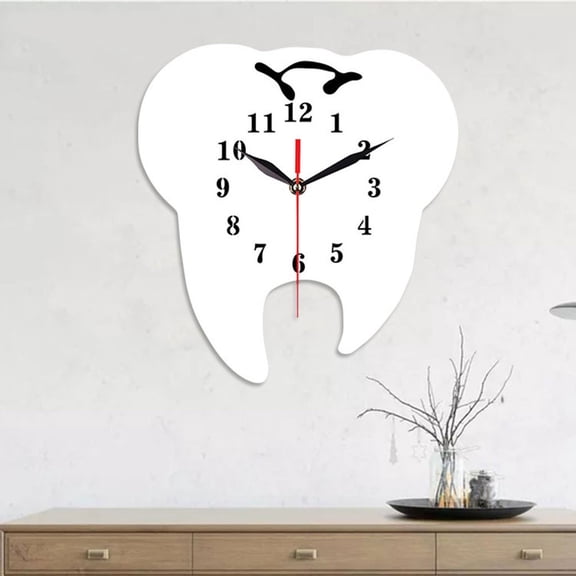 Bouanq Acrylic Mute Decorative Clock Bedroom Living Room Dental Tooth Clock Fall Decor,New Year New You