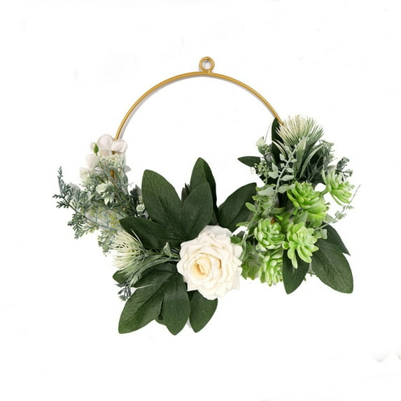 Bouanq Artificial Iron Rose Wreath Simulation Art Succulents Plants Decoration for Living Room Bedroom Home