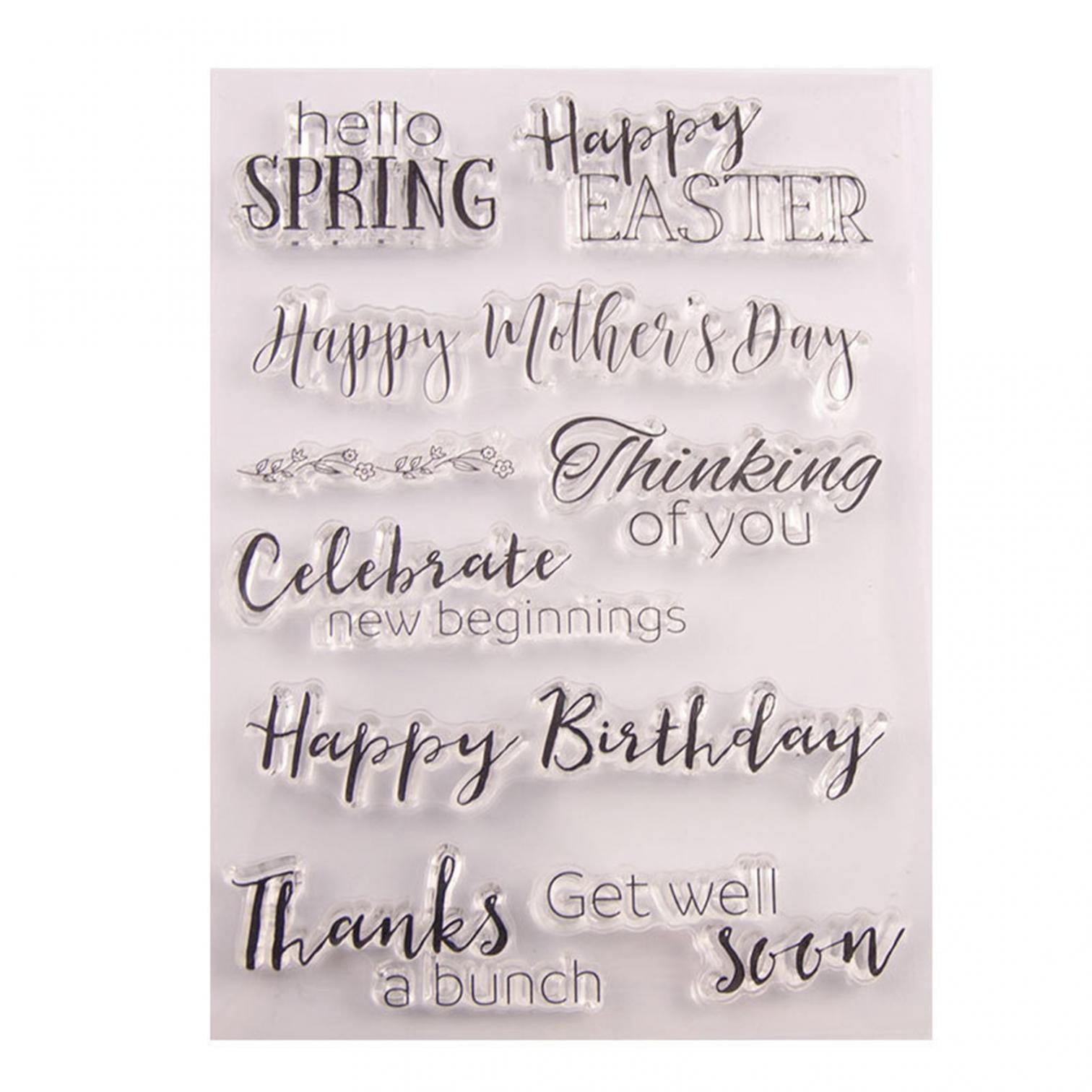 Bouanq Blessing Greeting Thanking Words Clear Stamps for Card Making ...