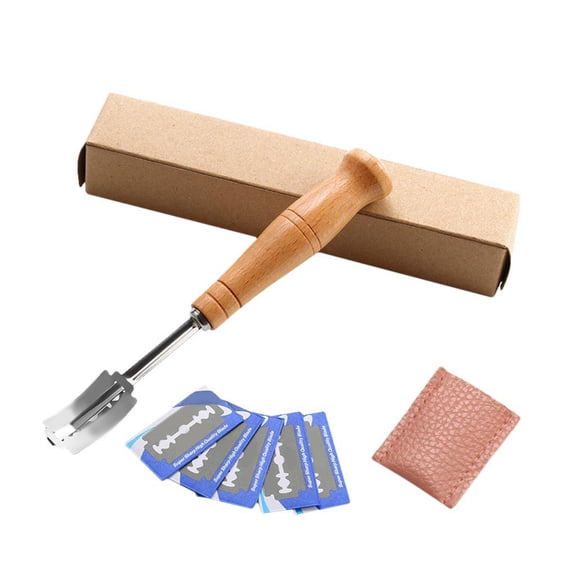 Bouanq Bread Cutter Bread Arc Curved Knife Bread Bakers Lame Slashing Tool Slashing Tool Wood Handle Dough Making Cutter Accessor