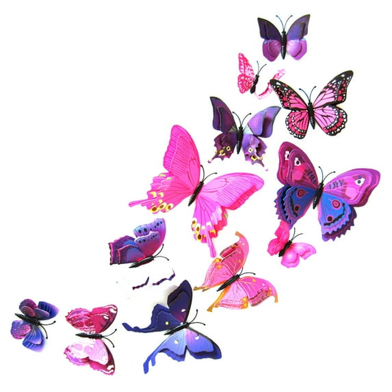 Bouanq Butterfly Wall Decals, 12 PCS 3D Butterfly Wall Decor Stickers for Home Wall Decor Room Nursery Decor