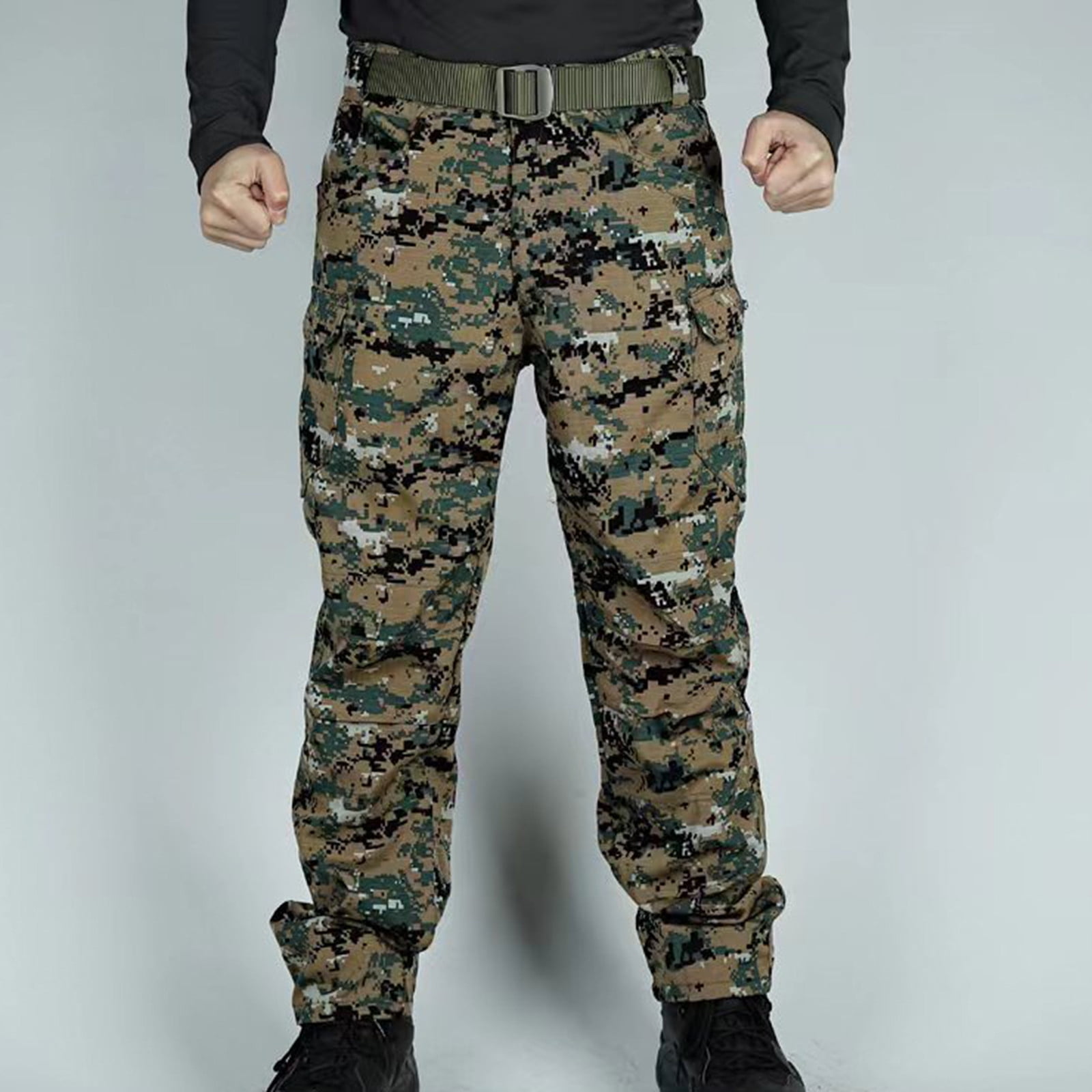 Bouanq Cargo Pants, Men's Pants Multiple Pockets Cargo Trousers Work ...