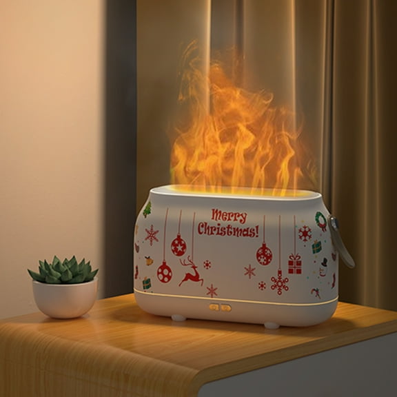 Bouanq Christmas Decorations Christmas Flame Diffuser,Humidifier,Portable-Noiseless Aroma Diffuser For Home,Office Or Yoga Essential Oil Diffuser,Essential Oil Diffuser With