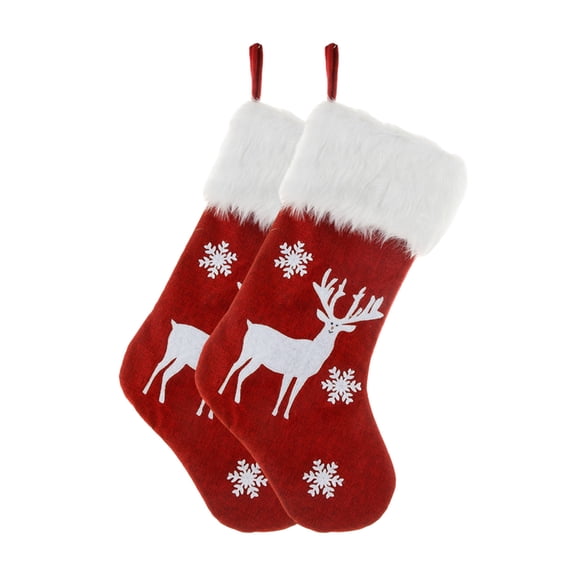 Chmadoxn Christmas Decorations Xmas Tree Decor 18 Inch Unique Red Linen Embroidered Christmas With Lights , Gift Bag Up Christmas 2Pcs Christmas Tree Ornaments Gifts for Xmas Wedding Holiday