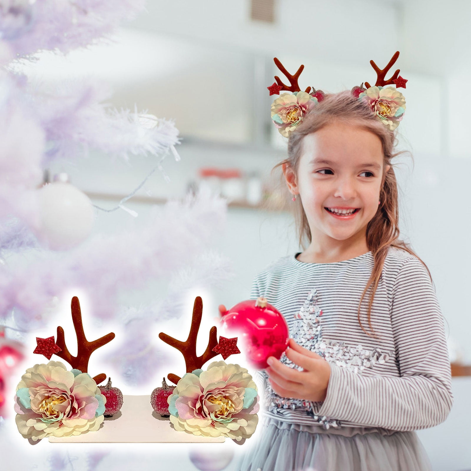 Bouanq Christmas Decorations Xmas Tree Decor Christmas Hairpin Jewelry Clip Hair Accessories