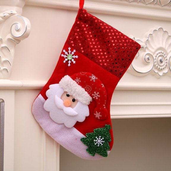 Chmadoxn Christmas Decorations Xmas Tree Decor NEW Christmas Tree Hanging Party Tree Decor Santa Stocking Plush Knitting Sock Gift Candy Bags Christmas Tree Ornaments Gifts for Xmas Wedding Holiday
