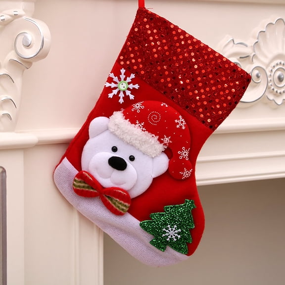 Chmadoxn Christmas Decorations Xmas Tree Decor NEW Christmas Tree Hanging Party Tree Decor Santa Stocking Plush Knitting Sock Gift Candy Bags Christmas Tree Ornaments Gifts for Xmas Wedding Holiday