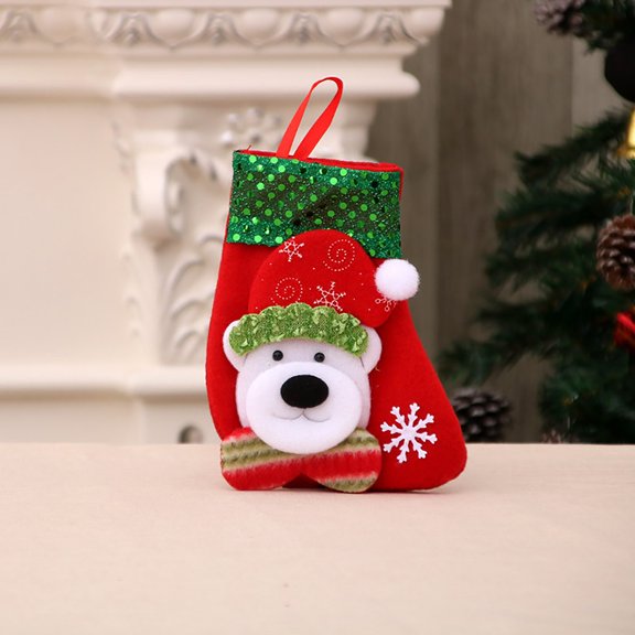 Chmadoxn Christmas Decorations NEW Christmas Tree Hanging Party Tree Decor Santa Stocking Plush Knitting Sock Gift Candy Bags Xmas Tree Ornaments