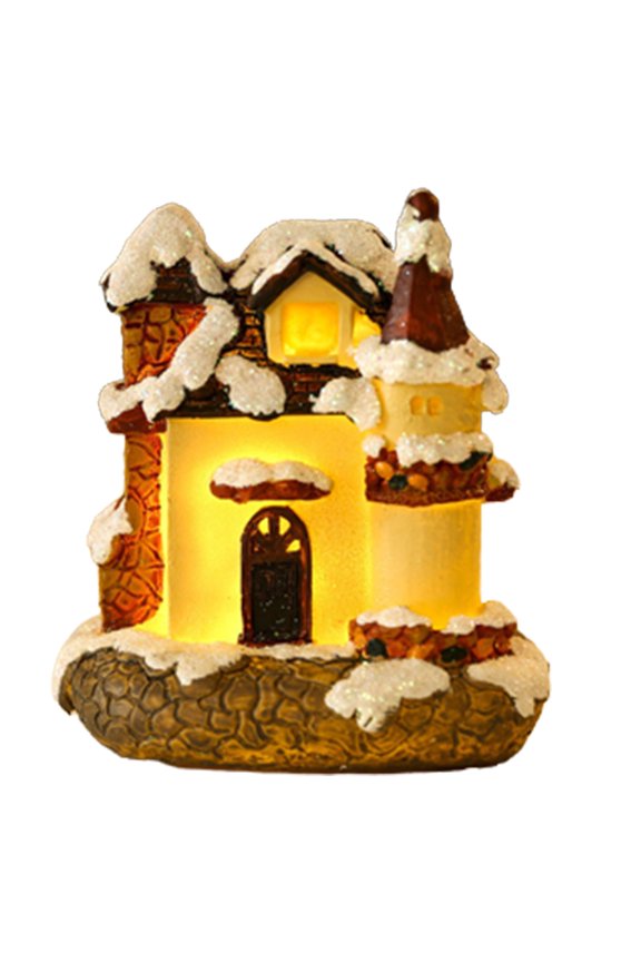 Christmas Decorations Xmas Tree Ornaments Mini Light Up Resin House Battery Operated In Dark Snowhouse Scene Collectible Buildings Miniature For Home Bedroom Table Desk Decoration