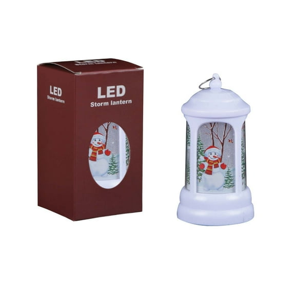 Bouanq Christmas Light Up Snow Globe Lantern LED White Frosty Snowman Gnome Santa Décor, Tabletop Water Shimmer Batteries Included