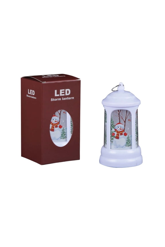 Christmas Light Up Snow Globe Lantern LED White Frosty Snowman Gnome Santa Décor, Tabletop Water Shimmer Batteries Included
