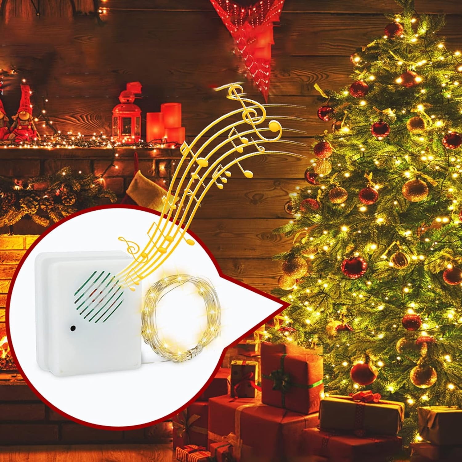 Bouanq Christmas Lights Outdoor, 9.8FT Battery Operated Musical