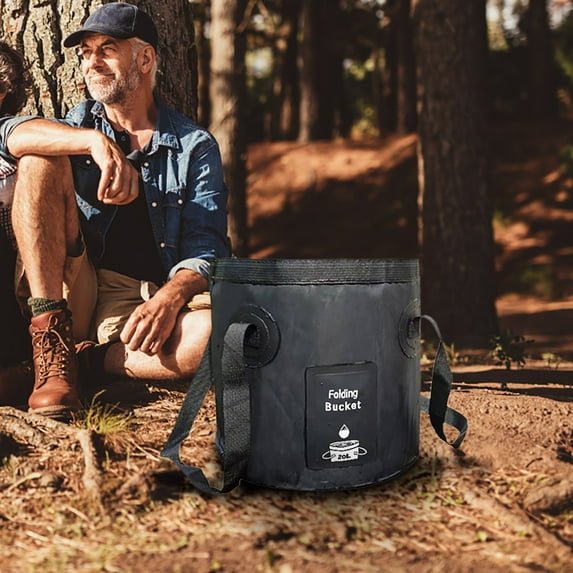 Bouanq Collapsible Bucket, Lightweight Collapsible Water Container, Portable Collapsible Bucket For Fishing, Camping, Hiking, Backpacking, Outdoor Survival, Car Wash