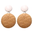 thumbnail image 1 of Bouanq Earrings for Women Bohemian Style Wood Bamboo Rattan Geometric Round Earrings Ladies Jewelry Y2K Jewelry,Hoop Sterling Silver Earrings, 1 of 7