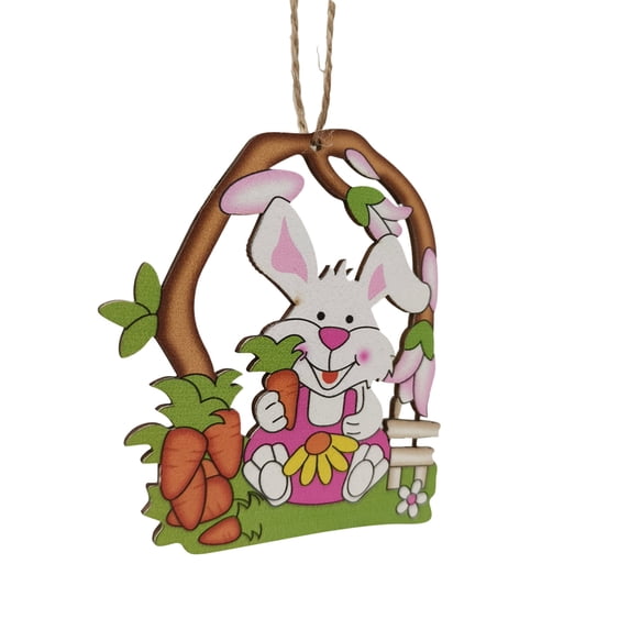 Chmadoxn Easter Bunny Ornaments Easter Wooden Slices Decor Tree Hanging Sign with Rope for Party Home Farmhouse Indoor Outdoor