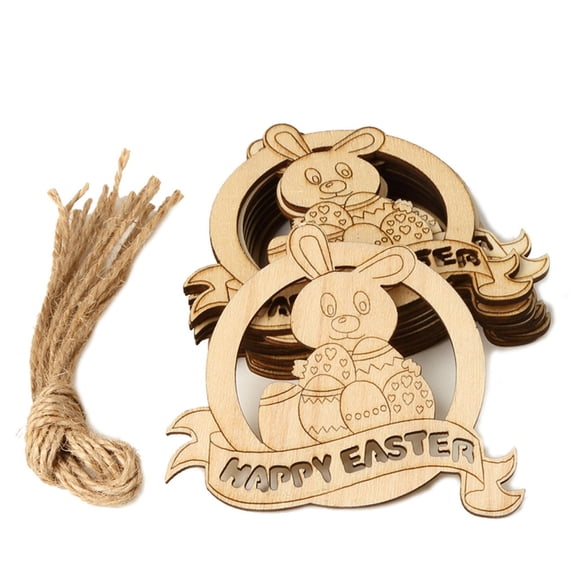 Chmadoxn Easter Decorations,Easter Sunday Easter Home Decoration DIY Wood Hollow Chip Small Pendant Handicraft 10pcs Easter Inflatables Outdoor Decorations