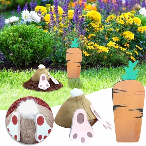 Chmadoxn Easter Rabbit Eggs Decorations Easter Garden Decoration Rabbit Cute Garden Land Planting Props Ornaments Easter Decorations Indoor Outdoor