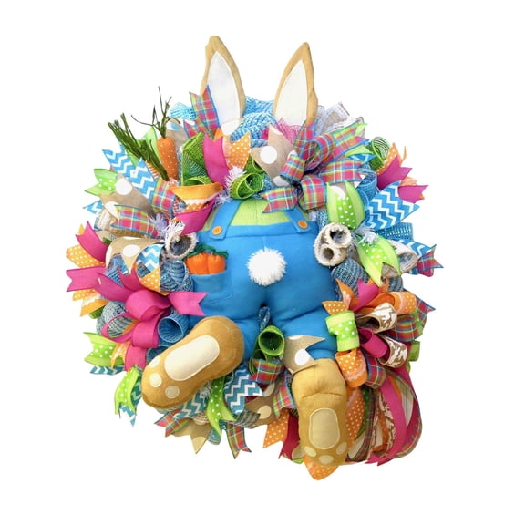 Chmadoxn Easter Rabbit Wreath Decor for Front Door, Easter Rabbit Front, Easter Thief Bunny Butt with Ears,Easter Thief Bunny Butt with Ears Cartoon Shape Cute Faceless Doll Decoration Ornaments