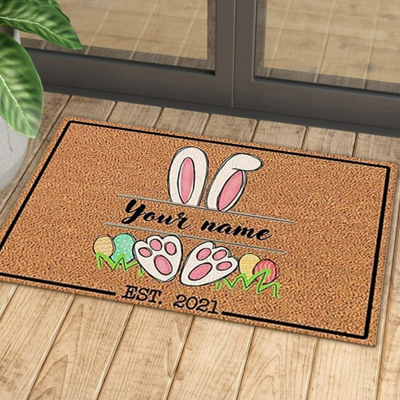 Bouanq Easter Rugs Bathroom RugsEaster Doormat Easter Eggs Rabbit Entryway Front Porch Rugs Anti-Skid Bottom Floor Indoor Outdoor Carpet For Home Patio Home Decor for Easter Day