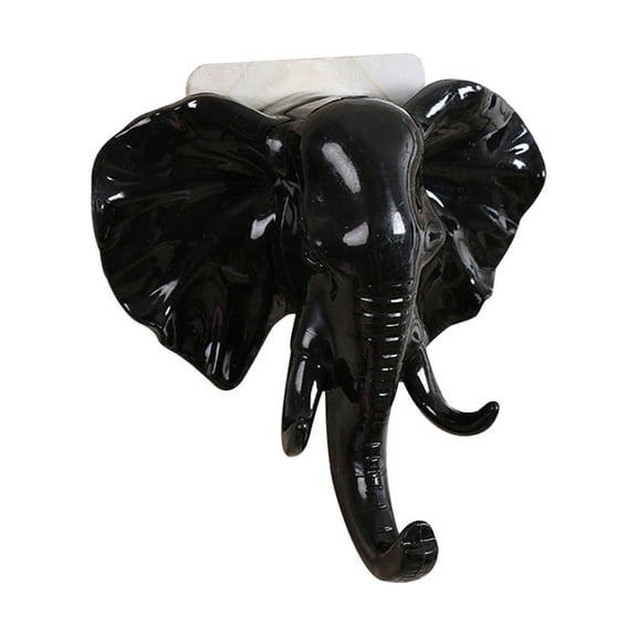 Bouanq Elephant Head Self Adhesive Wall Door Hook Hanger Bag Keys Sticky Holder BK on Clearance