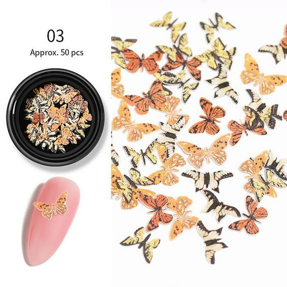 Bouanq Fake Nails Art Holographic Glitter Butterfly Nail Sequins 3D Nail Decoration Press On Nails,Nail Stickers