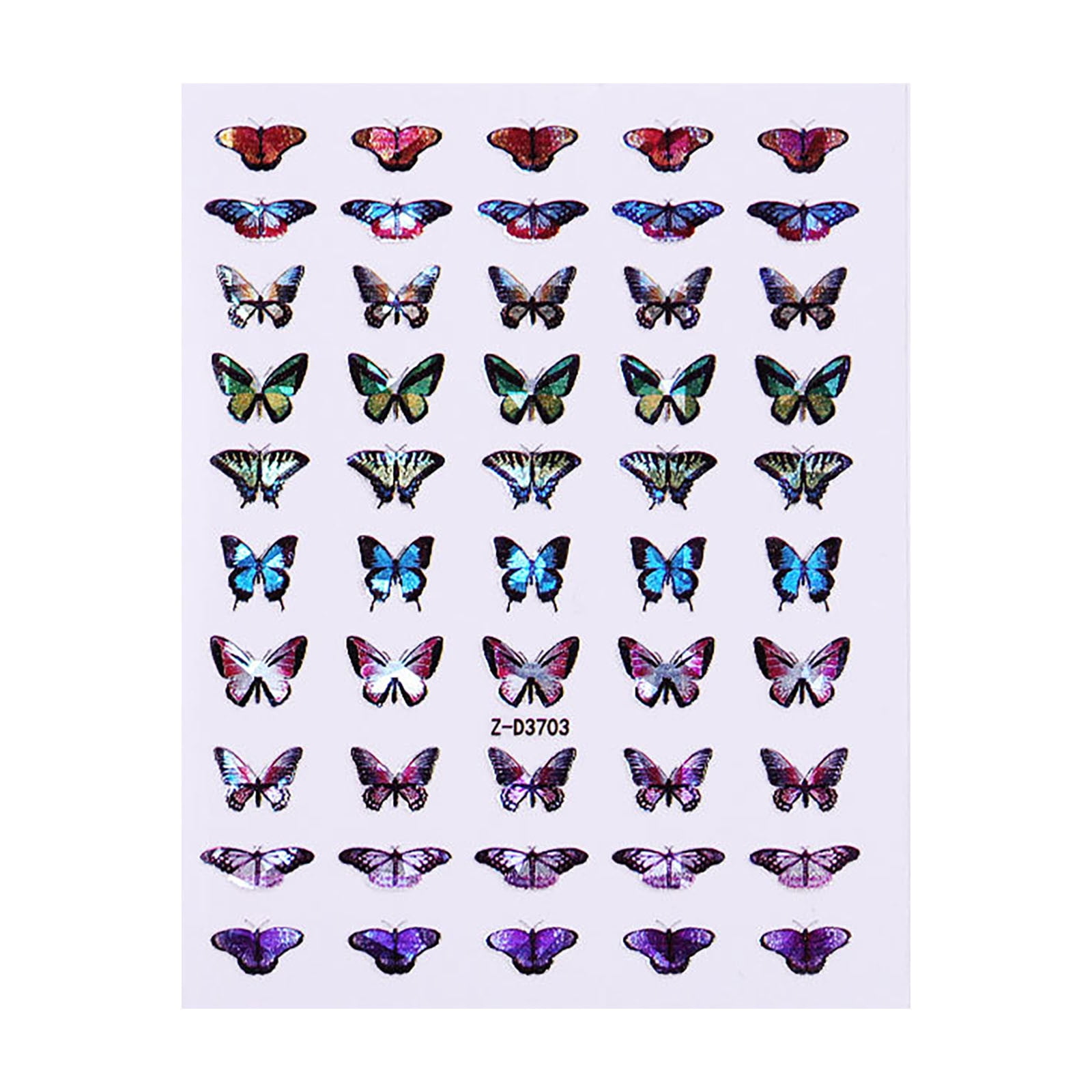 Bouanq Fake Nails Nail Art Butterfly Sticker 3D Sticker Waterproof Cute