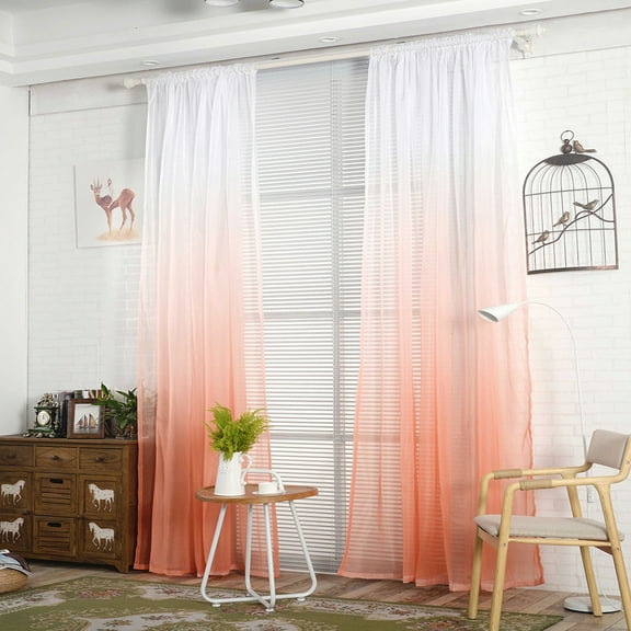 Bouanq Faux Linen Grey Ombre Sheer Curtains - Gradient Semi Voile Grommet Top Window Curtains for Bedroom and Living Room