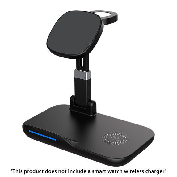 Bouanq Foldable Wireless Charging Station 3 In 1 Charging Station For Multiple Devices 15W Magnetic Wireless Charger Stand(Watch Charger Not Included)