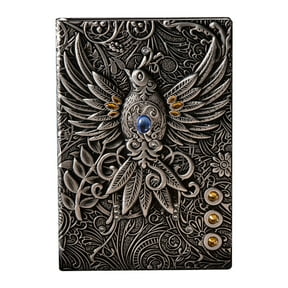Bouanq Gel Pens, Colored Pencils Retro Embossed Bird Pattern Notebook European A5 Notepad Stereo 100 Pages Cute Pens Paint Brushes