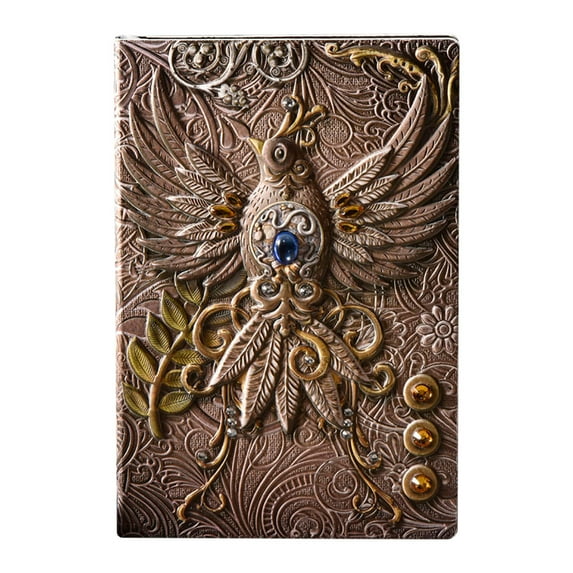 Bouanq Gel Pens, Colored Pencils Retro Embossed Bird Pattern Notebook European A5 Notepad Stereo 100 Pages Cute Pens Paint Brushes