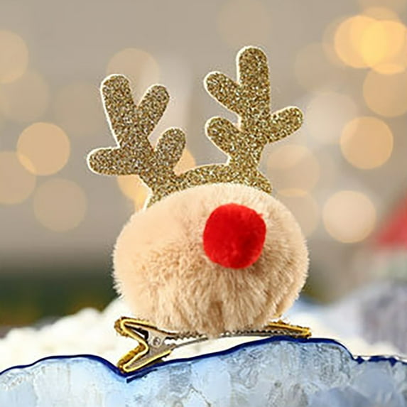 Chmadoxn Hair Clips Headbands for Women Christmas Children's Headdress Antler Hair Clip Hair Ball Top Clip Hair Ties for Wedding Anniversary