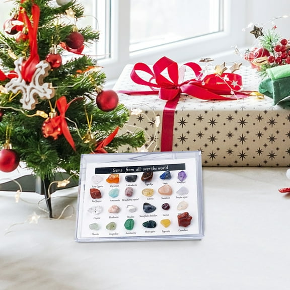 Bouanq Healing Crystal Advent Calendar 2021 - 24 Pcs Christmas Novelty Toy Set - 2022 New Year 24 Days Countdown Board Game- Home Rock Storage Ornaments Gift for Boys Girls On Clearance