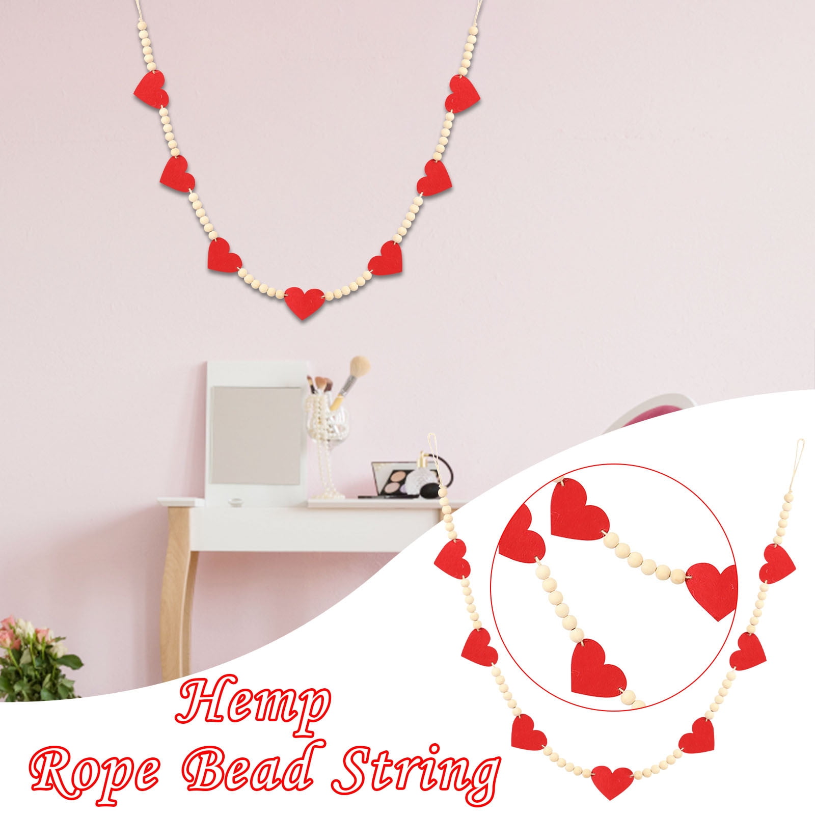 Bouanq Heart Valentine's Day Garland Banner Valentines Day Heart