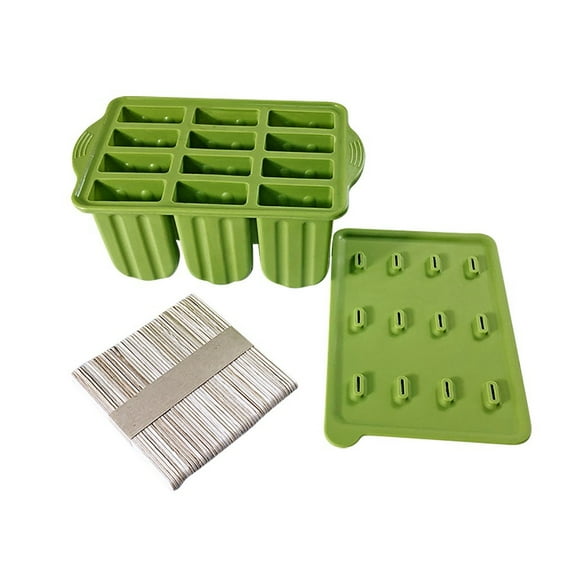 Bouanq Homemade Popsicle Mold Shape, Silicone Frozen Popsicle Maker - BPA Free, 50 Popsicle Bars, 12 Silicone Ice Bar Models