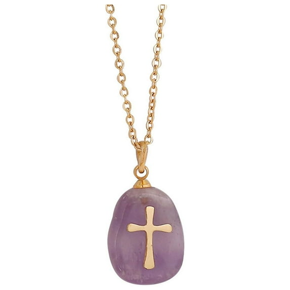 Chmadoxn Jewelry Stainless Steel Natural Stone Cross Necklace Women Clavicle Chain