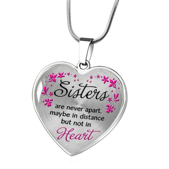 Chmadoxn Jewelry Stainless Steel Necklace Sister Heart Peach Heart Alloy Pendant Jewelry Heart