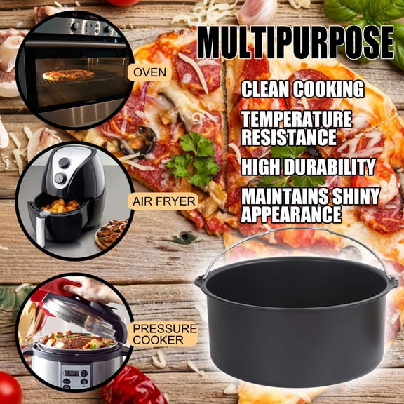 Bouanq Kitchen Accessories,5/6/7/8/9 Inch Non Stick AirFryer Cake Mold Barrel Baking Pan Tray Frying Basket,Kitchen Utensils Set,Kitchen Christmas Gift For Family