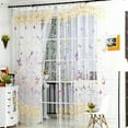 thumbnail image 1 of Bouanq Leaf Embroidered Sheer Panel Long Window Crushed Gauze Room Curtain Voile Tulle Window Drapery Rod Pocket, 1 of 5