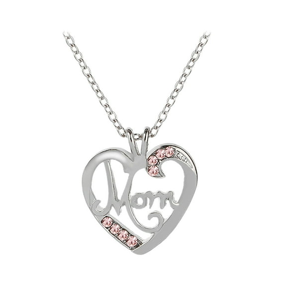 Chmadoxn Mom Necklace for Mom 925 Silver Love Heart Pendant Necklace Birthstones Jewelry Pearl Simulated and More Stones Jewelry Women Birthday Mother's Day