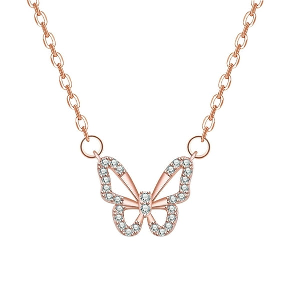 Bouanq Necklaces for Women 2022 Fashion Butterfly 28 Cubic-Zirconia Necklace For Women Gril Wonderful Gift Silver Necklace Wedding Christmas Gifts