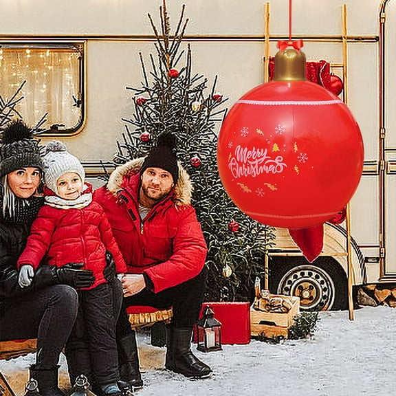 Chmadoxn Outdoor Christmas Inflatable Decorated Ball Made of PVC,18.9 Inch Giant Merry Christmas Garden Inflatable Balloon with Pump Outdoor Decorations Holiday Inflatables Balls Decoration