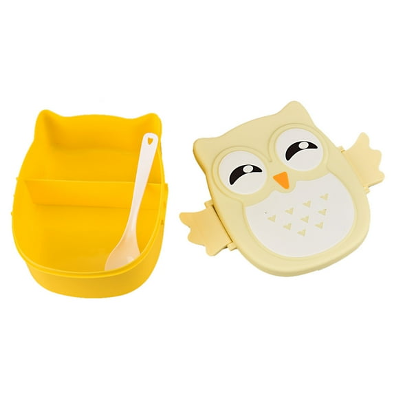 Bouanq Plastic Portable Cartoon Owl Lunch Box Food Safe Microwave Storage Container