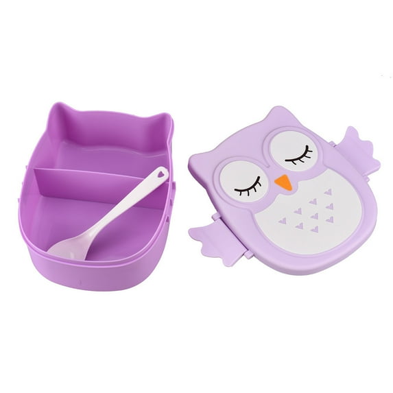 Bouanq Plastic Portable Cartoon Owl Lunch Box Food Safe Microwave Storage Container