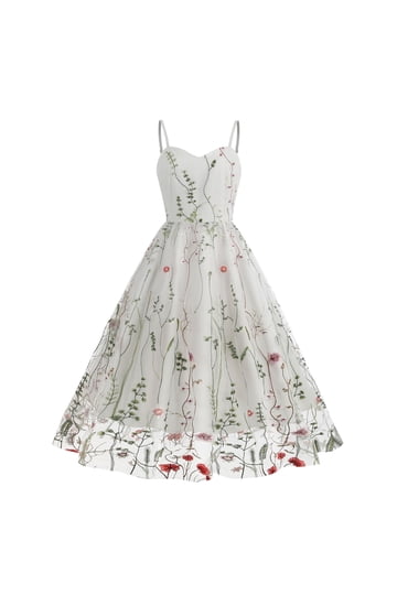 green emerald velvet dress Marbella Floral Embroidered Overlay Scoop Neck Mini Dress White– Selfie  Leslie main image 0