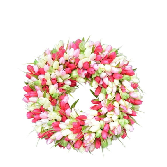 Bouanq Spring Uropean-style Simulation Garland Rattan Flower Ornament Simulation Wreath for Mother's Day for Wedding Home Door Decor Wall Outside Decoration