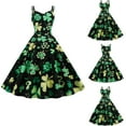 thumbnail image 1 of Bouanq St Patrick's Day Dresses for Women 2024,Women's Vintage Classic Dress Long Sleeve Shamrock Print V-Neck Swing Dress Holiday, 1 of 8