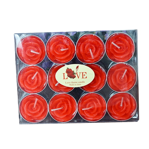 Sodopo Valentine's Day 12 Pieces Rose Tealight Candles Handmade Delicate Rose Flower Candles for Valent Gifts for Women Mom Girl Her
