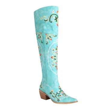 BERANMEY Cowboy Boots for Women Embroidered Wide Calf Western Cowgirl